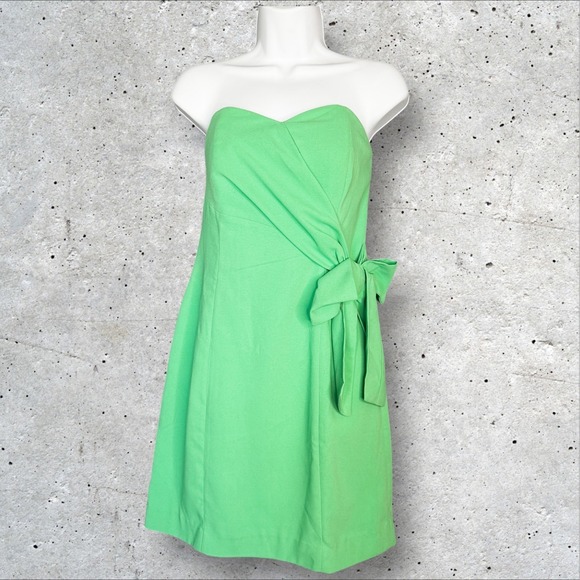 LILLY PULITZER Stela Strapless Bow Dress Green Size 2 NEW Kelly Semiformal Event - Picture 2 of 12